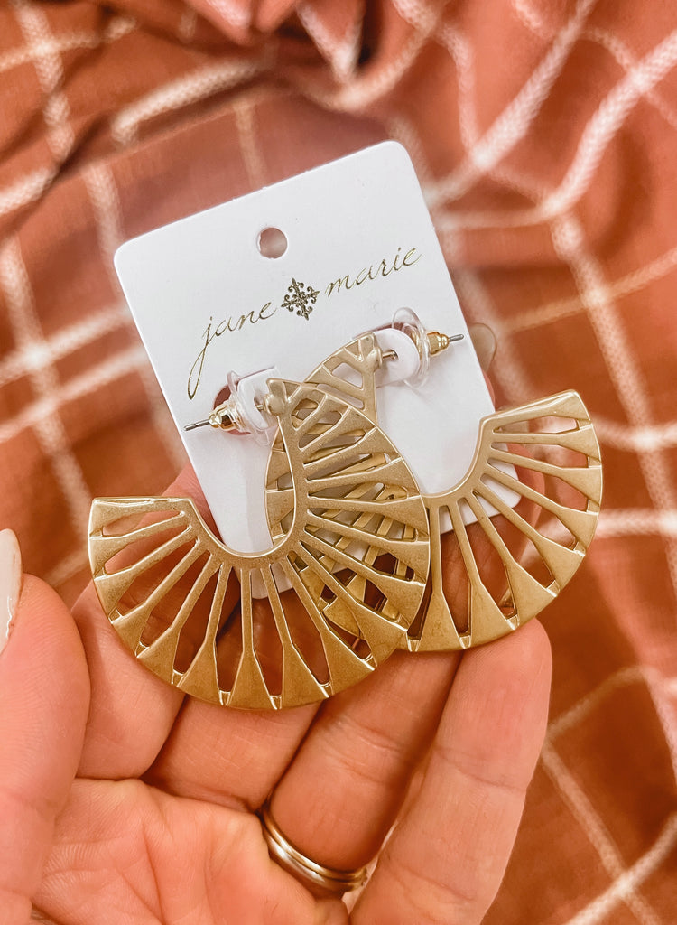 Brushed Gold Fan Earrings