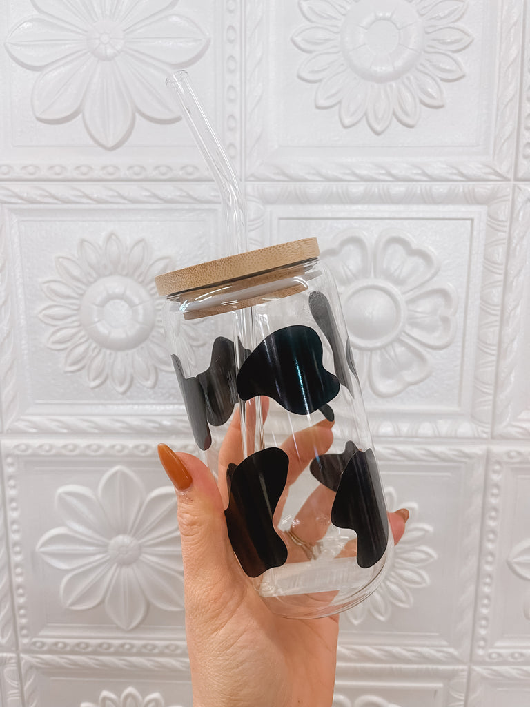 Cow Print Glass Coffee Cup