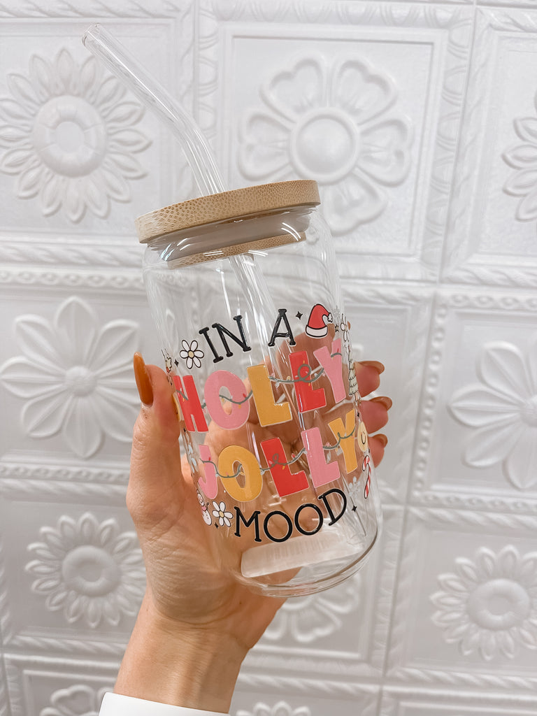 Holly Jolly Glass Coffee Cup
