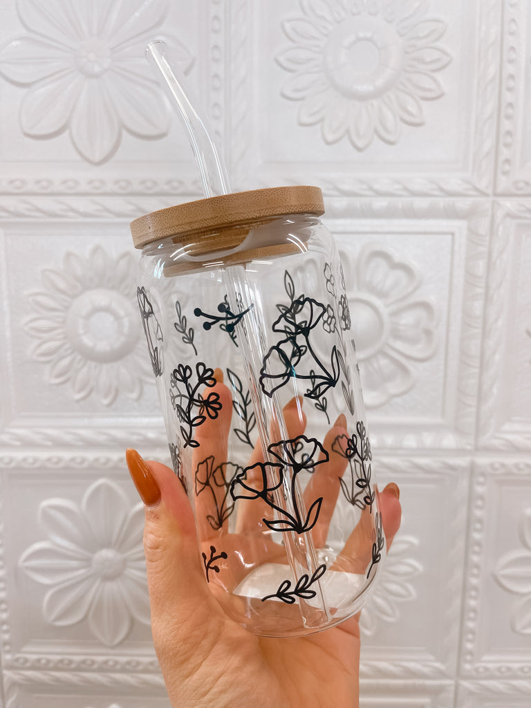 Wildflowers Glass Coffee Cup