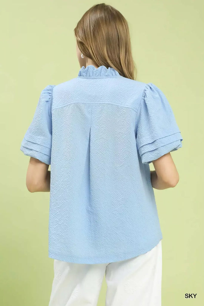 Online Exclusive | Scallop Trim Puff Sleeve Blouse – The Tin Cactus