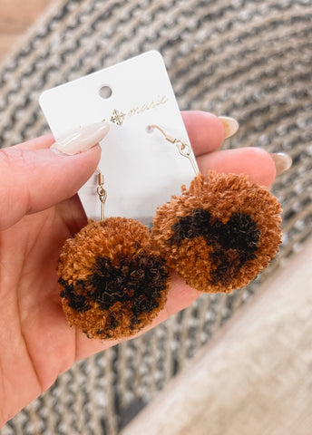 Leopard Pom Earrings