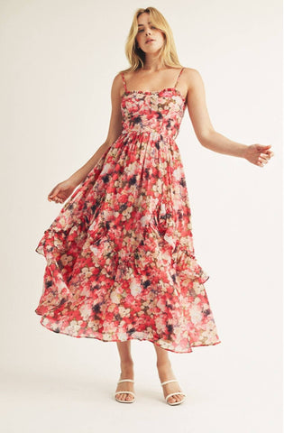 Twirl Around Floral Midi Dress