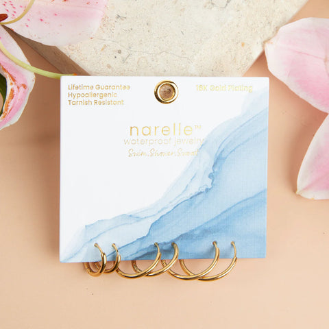 Waterproof Gold Hoops Trio