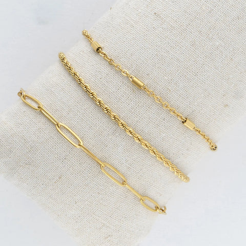 Gold Waterproof Twisted Chain Bracelet Set
