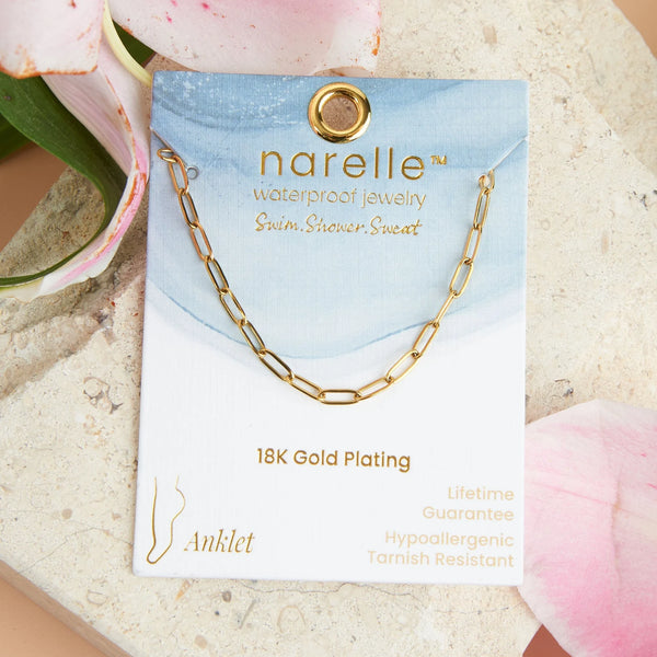 Waterproof Gold Paperclip Anklet