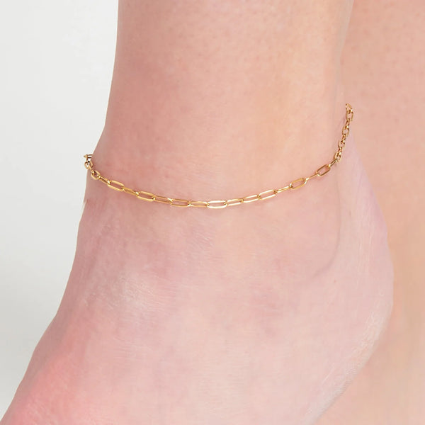 Waterproof Gold Paperclip Anklet