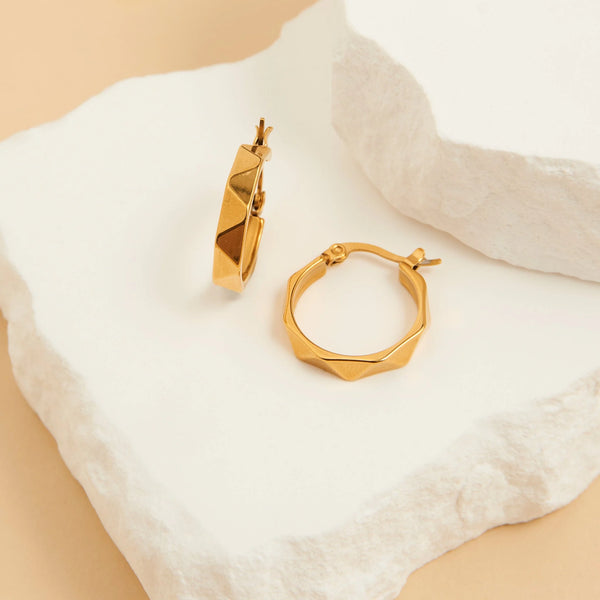 Waterproof Abstract Gold Hoops