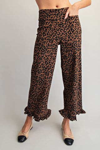 Always Bold Leopard Ruffle Hem Pants