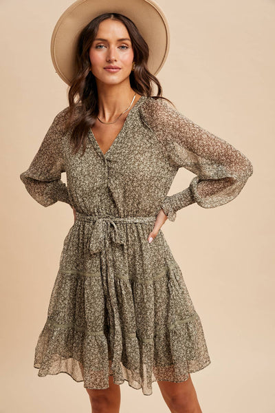 Floral Lace Overlay Mini Dress
