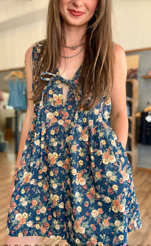 Denim and Roses Romper