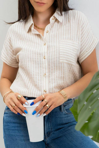 Living In Linen Collared Shirt - Khaki
