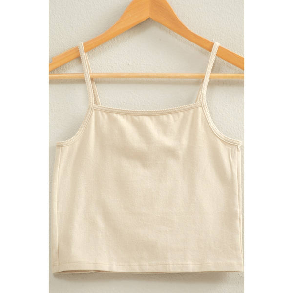 Beige Cropped Cami Layering Top