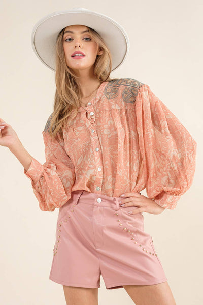 Baby Blues Embroidered Shoulder Blouse