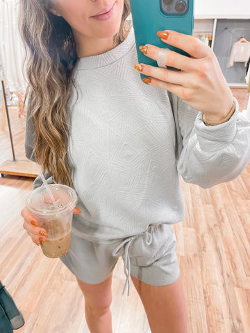 Embossed Gray Lounge Set [Shorts]