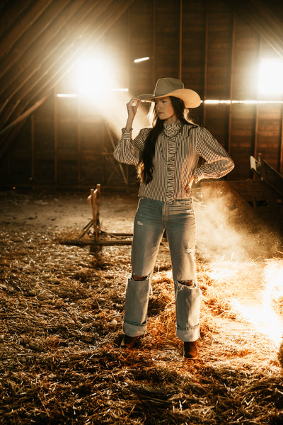 Vintage Distressed Straight Leg Jeans