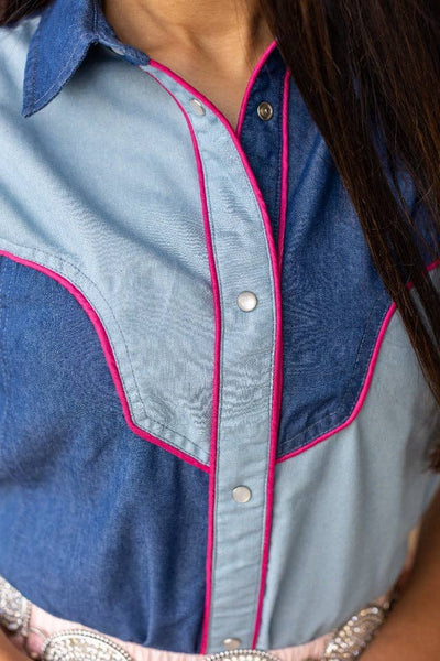 Howdy Partner Denim Button Up
