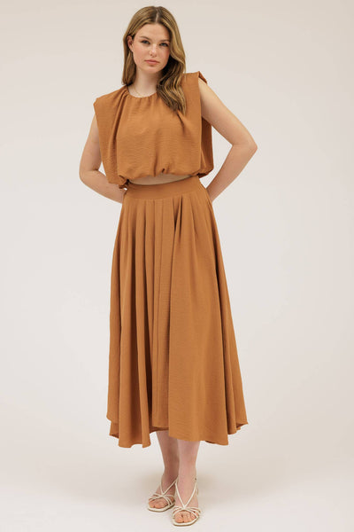 Camel Brown Midi Skirt