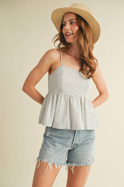 Pinstripe Peplum Tank Top