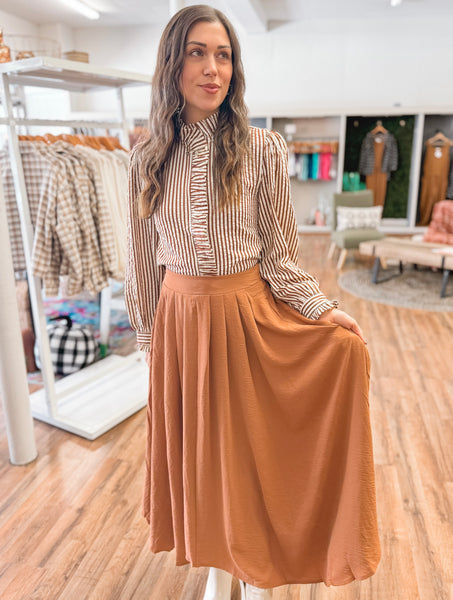 Camel Brown Midi Skirt