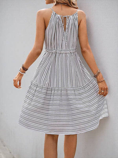 Belted Striped Tank Dress