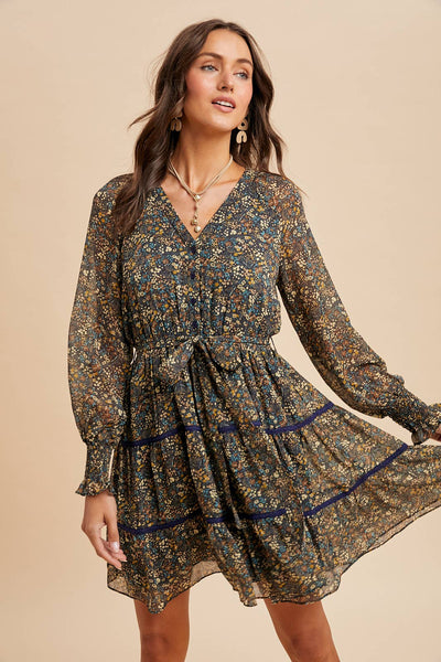 Floral Lace Overlay Mini Dress