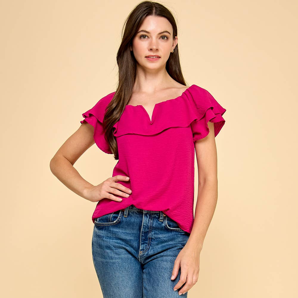 The Addi Magenta Ruffle Top