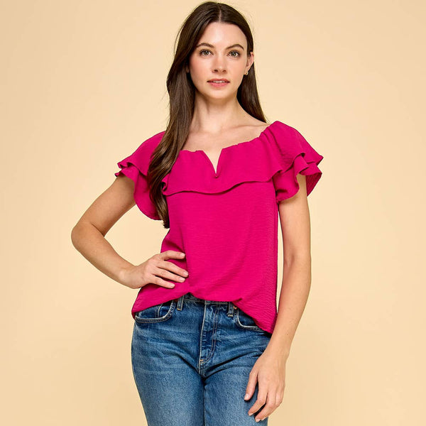 The Addi Magenta Ruffle Top