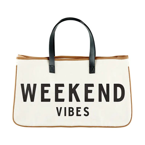 Weekend Vibes Canvas + Leather Tote