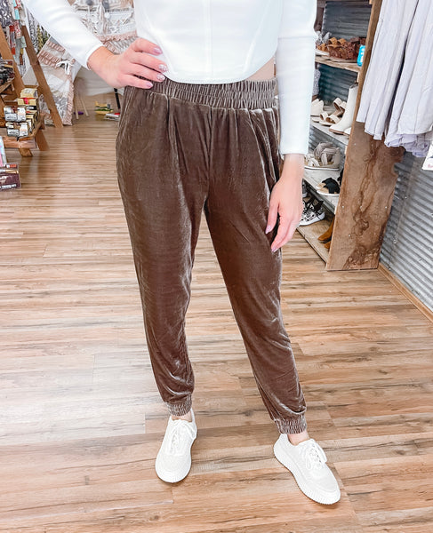 Mocha Velvet Joggers