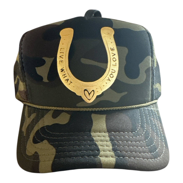 Lucky in Love [Gold Foil] Beige Trucker Hat