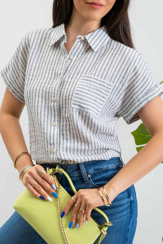 Living In Linen Beige Collared Shirt - Black