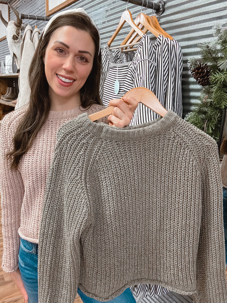 Cropped Chenille Sweater