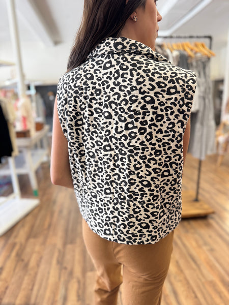 Leopard Print Puffer Vest