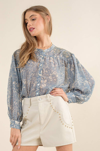 Baby Blues Embroidered Shoulder Blouse