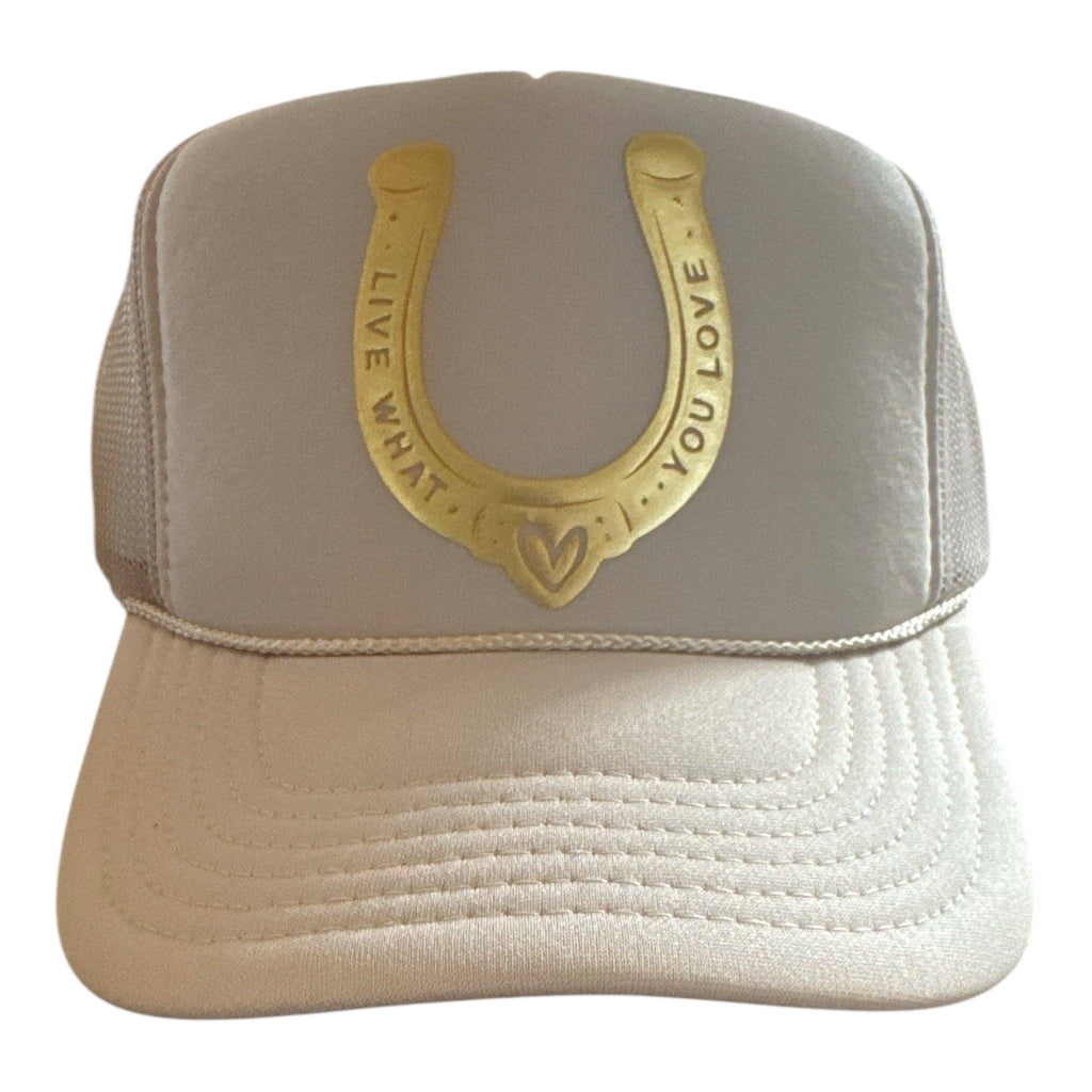 Lucky in Love [Gold Foil] Beige Trucker Hat