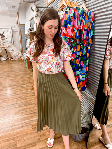 The Layla Pleated Midi Skirt