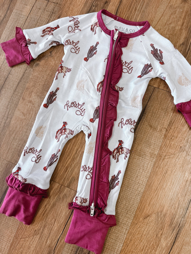 Howdy Cowgirl Ruffle Bamboo Sleeper