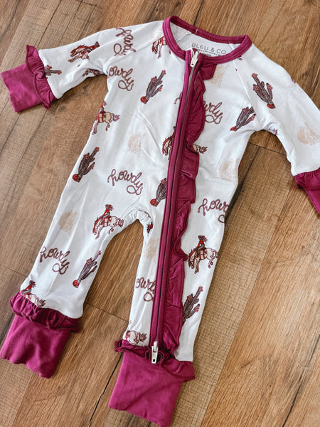 Howdy Cowgirl Ruffle Bamboo Sleeper