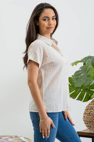 Living In Linen Collared Shirt - Khaki