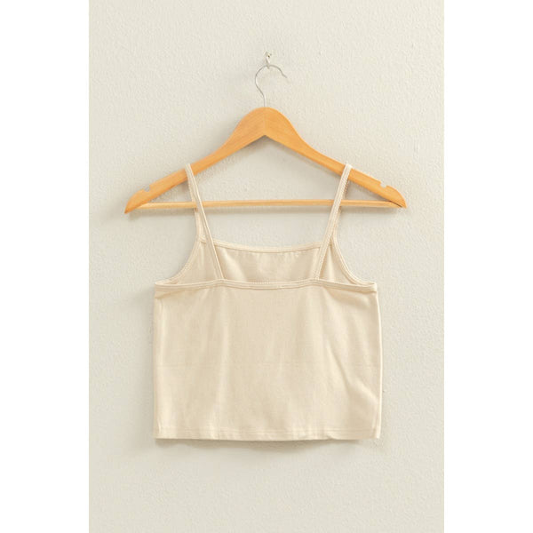 Beige Cropped Cami Layering Top