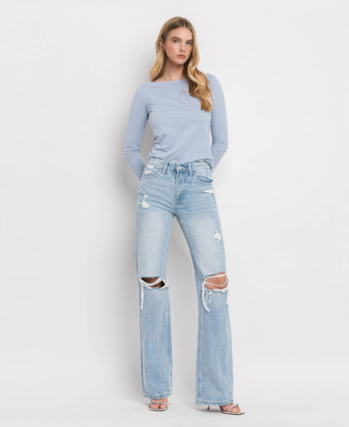 Vintage Distressed Straight Leg Jeans