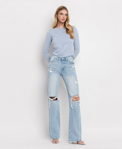 Vintage Distressed Straight Leg Jeans