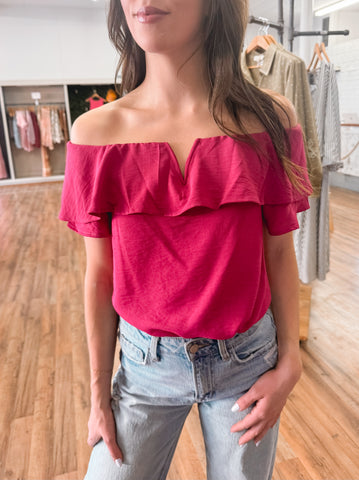 The Addi Magenta Ruffle Top