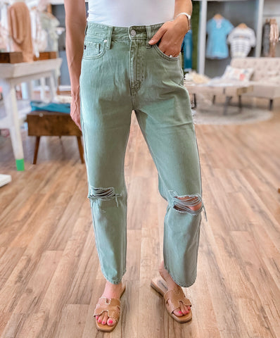 KanCan 90's Olive Straight Leg Jeans