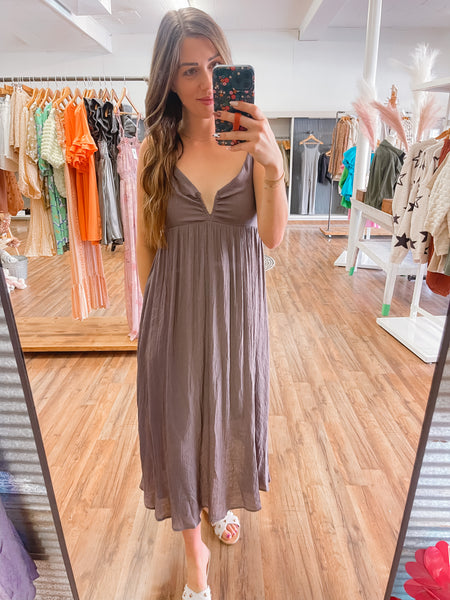 V-Wire Plum Midi Dress