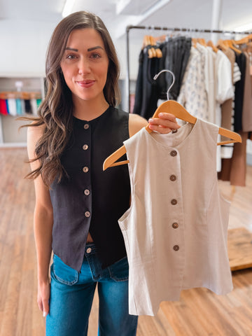 The Sofia Button-Up Tank Top