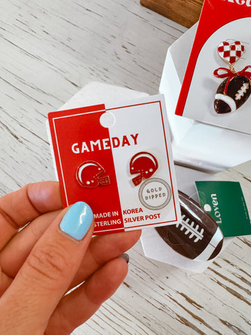 Gold Plated Football Helmet Stud Earrings