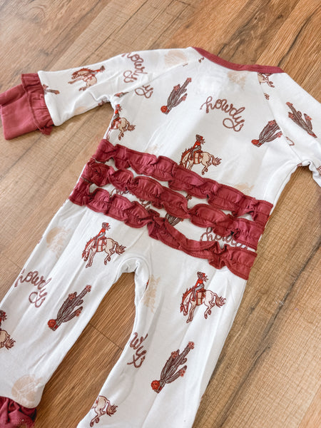 Howdy Cowgirl Ruffle Bamboo Sleeper