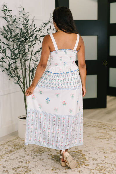 Online Exclusive | Eager Anticipation Mixed Print Midi Dress